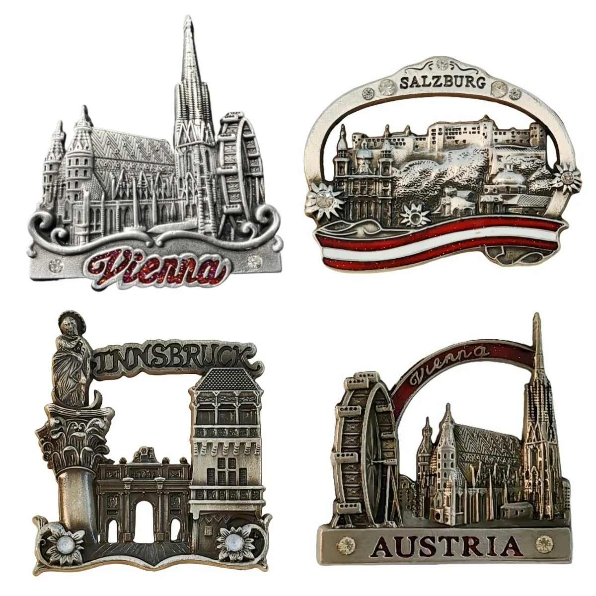 Salzburg Vienna Innsbruck Austria Metal Fridge Magnets Europe Souvenir Refrigerator Magnets Sticker Collection Home Decoration
