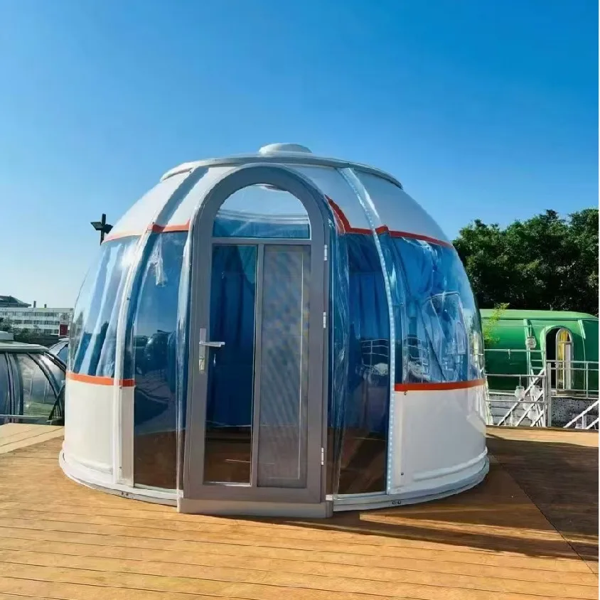 Detachable Geodesic Modern Four Season Camping Dome Tent PC Transparent Aluminum Frame Prefab Bubble Outdoor Dining House Easy
