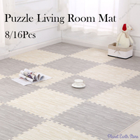 Wood Pattern Flooring Square Puzzle Living Room Rug Tiles Foam Baby Play Mats Kids Carpet Mat for Home Decoration 30x30cm8/16Pcs