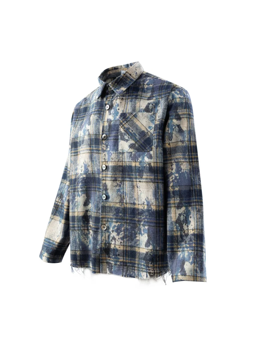 

Мужское высококачественное пальто в клетку American Sle Long Sve Plaid irt с принтом тай-дай на водной основе CleanFit Cool idded irt