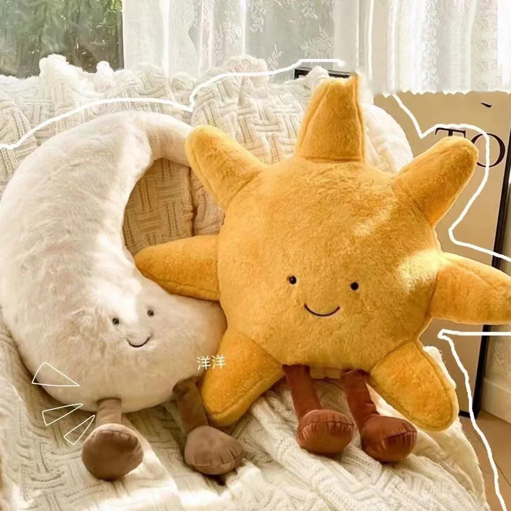 *@Hot Smile Moon Star Sun Cloud Plush Pillow Stuffed Soft Cartoon Weather Sofa Decor Toy Cushion for Kids Bedroom Office