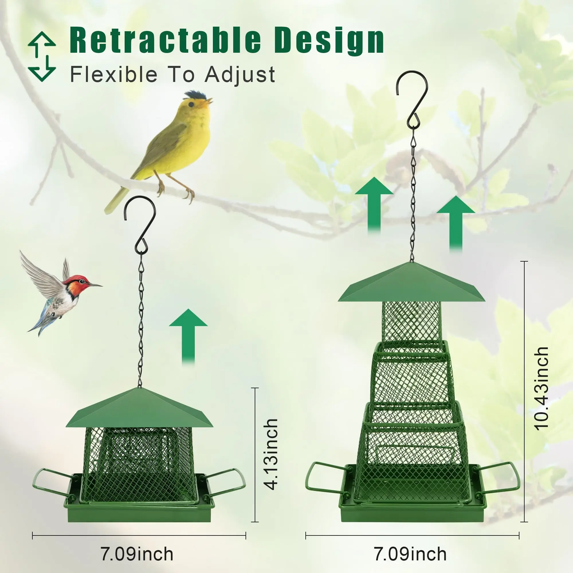 Bird Feeder for Outdoor, Squirrel Proof Metal Wild Bird Feeder Decoration for Hanging Outside Garden Yard 3