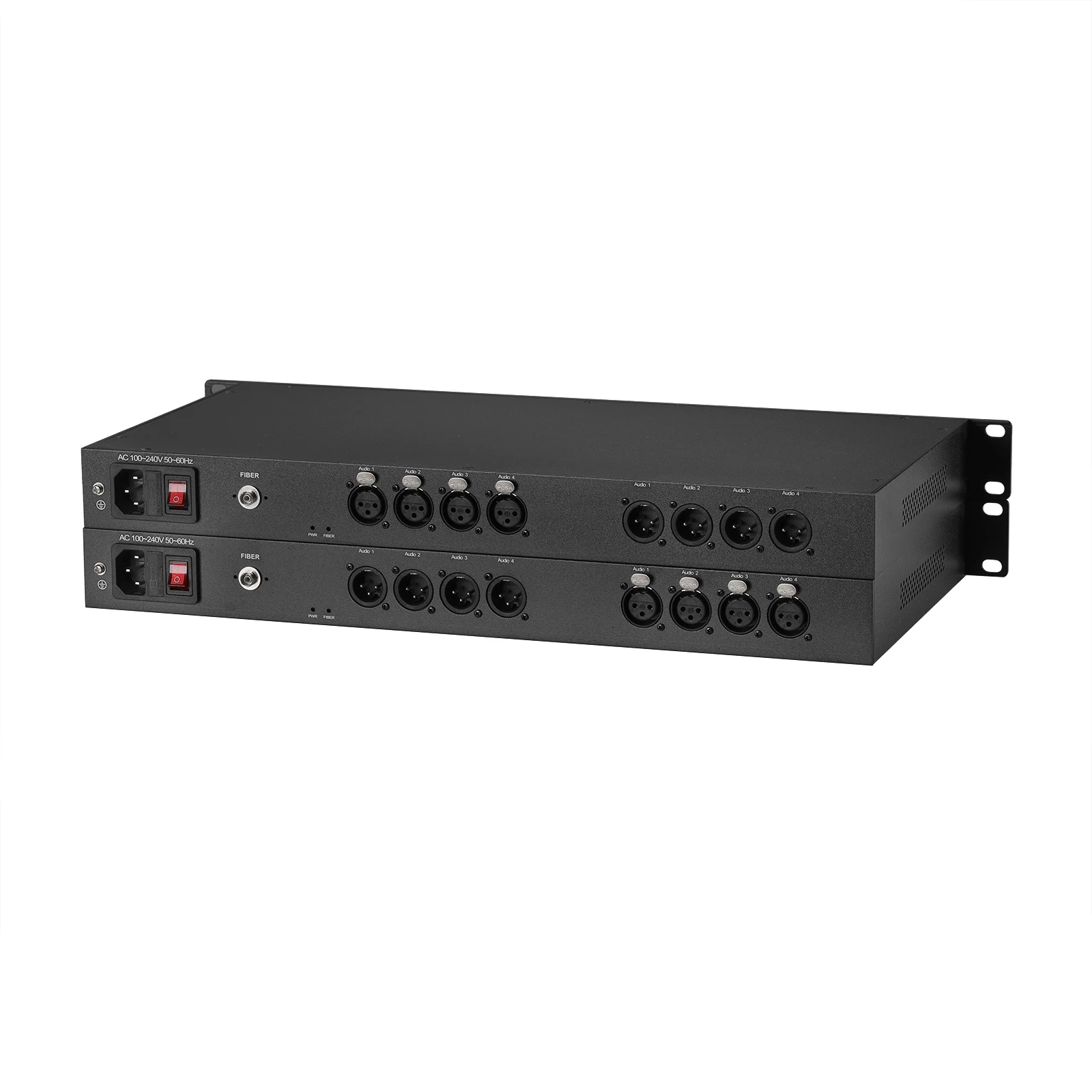 Broadcasting Analog Balanced XLR Audio Fiber Optical Converter 4 Channel Bidirectional Transmission