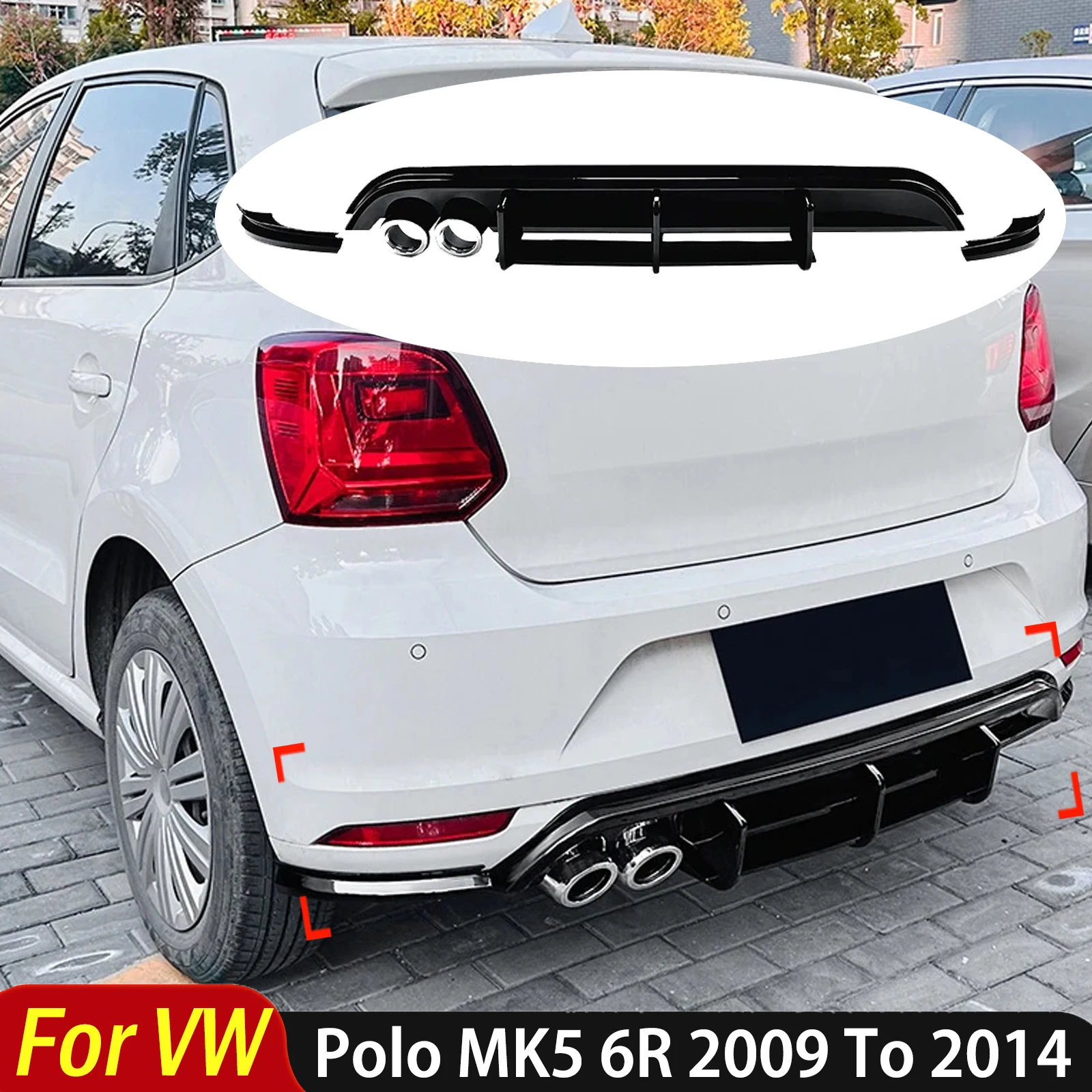 

Для Volkswagen Polo MK5 6R 2009 2010 2011 2012 2013 2014 защита заднего бампера диффузор спойлер сплиттер протектор украшение
