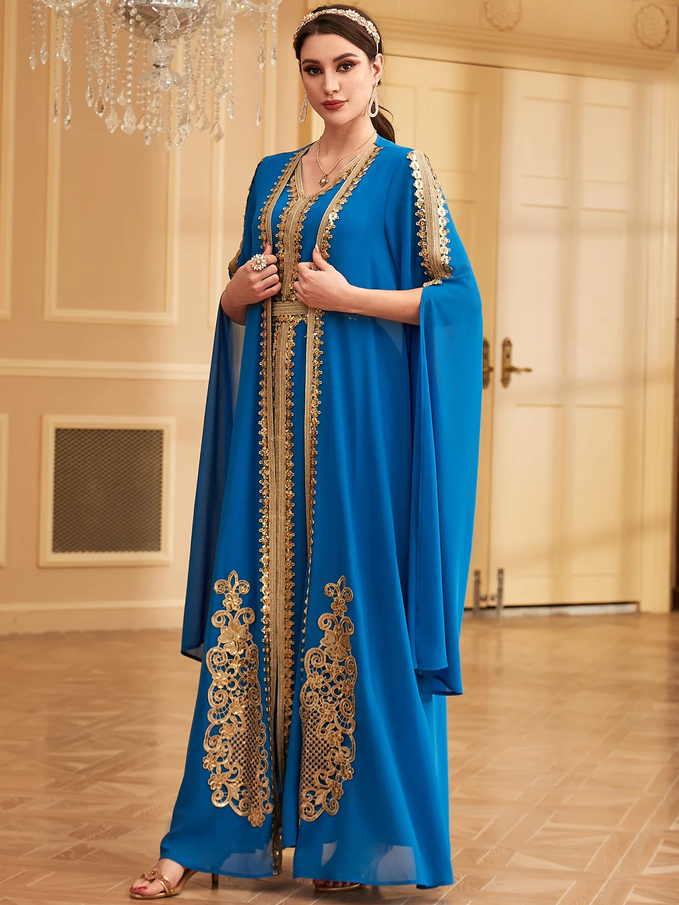 

Мусульманский комплект платьев Абая Дубай Рамадан с блестками и вышивкой кимоно Халат Марокканский кафтан Платья для женщин Джалабия Ид Абая Костюм