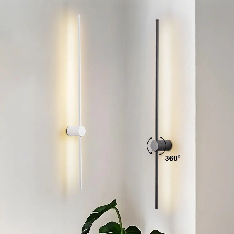 

White Black LED Wall Lights Aluminum Long Strip Wall Lamp For Dining Room Corridor Bedside 360° Rotatable Wall Lighting Up&Down