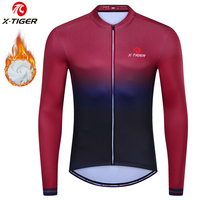X-TIGER Winter Thermal Cycling Jersey Men Women Cycling Jersey Fashion Bike Jersey Pro High Quality Long Cycling Shirt MTB Road