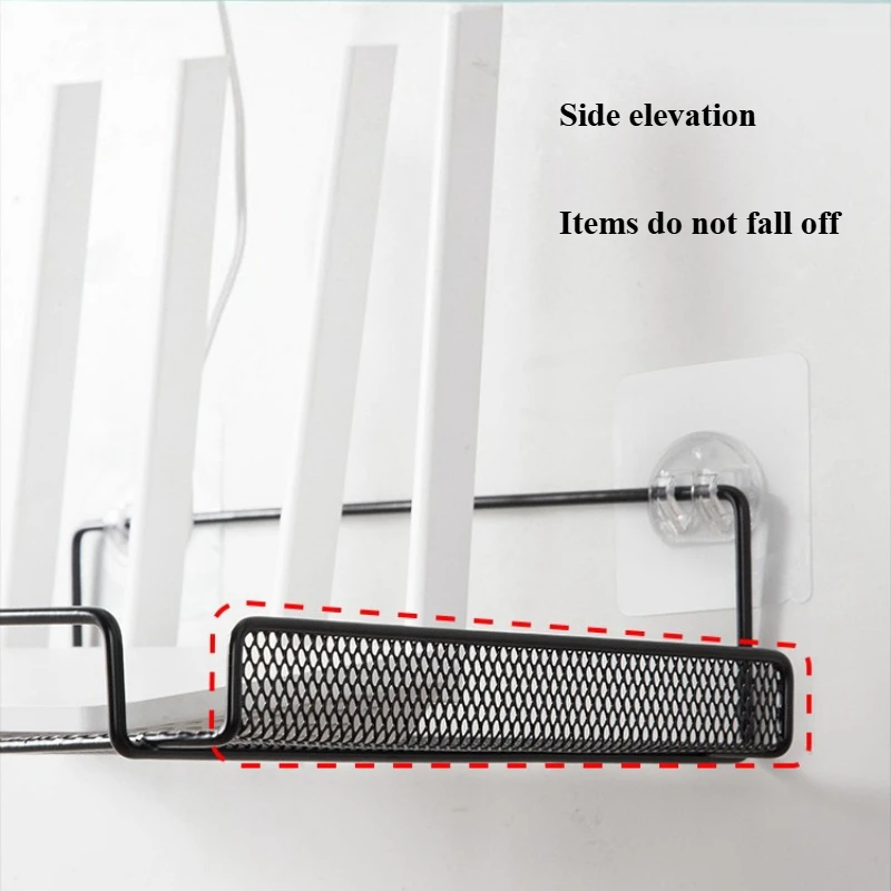 No‑Drill Wall Mount Router Shelf Metal Mesh WiFi Storage Organizer Rack Wall‑Hanging Holder for Home Kitchen Bathroom view 3