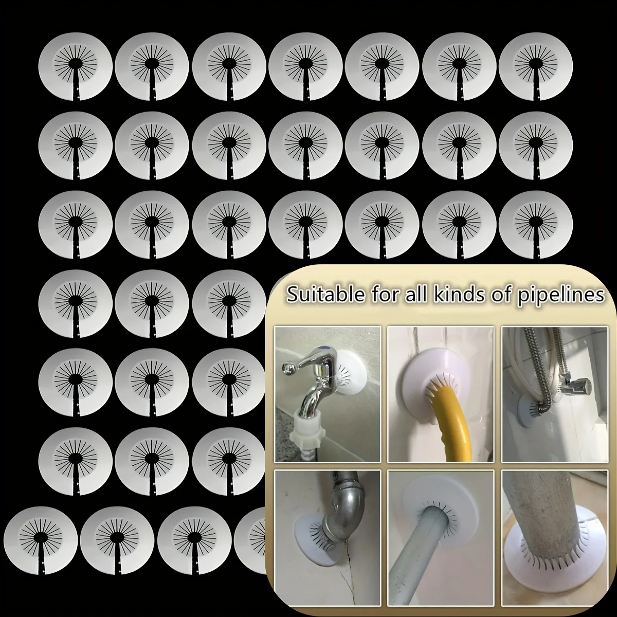 15-Piece Pipe Repair Kit Wall Hole Patching Set, Easy and Quick Installation, Plastic Wall-Mounted Vent Pipe Cover Suitable for Shower Valves, Angle Valves, Pipes, Faucets, Wall Pipes, Kitchen Faucets, Decorative Quick-Connect Fittings