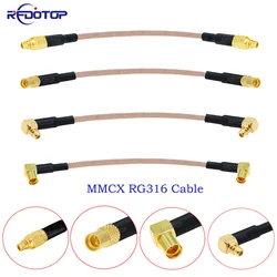 2 sztuk/partia MMCX męskie do żeńskiego złącza prostego/prostego 50 omów RG316 RF kabel koncentryczny Pigtail przedłużacz Coax