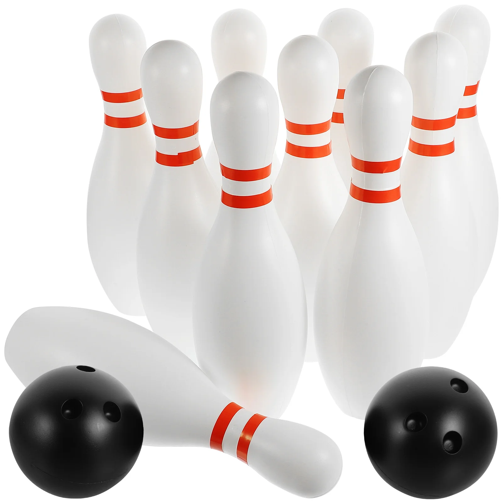 

Large Size Bowling Play Sets Indoor Outdoor Sports Bowling Games Toy for Kids(10pcs Bowling White+2pcs Balls Random Color)