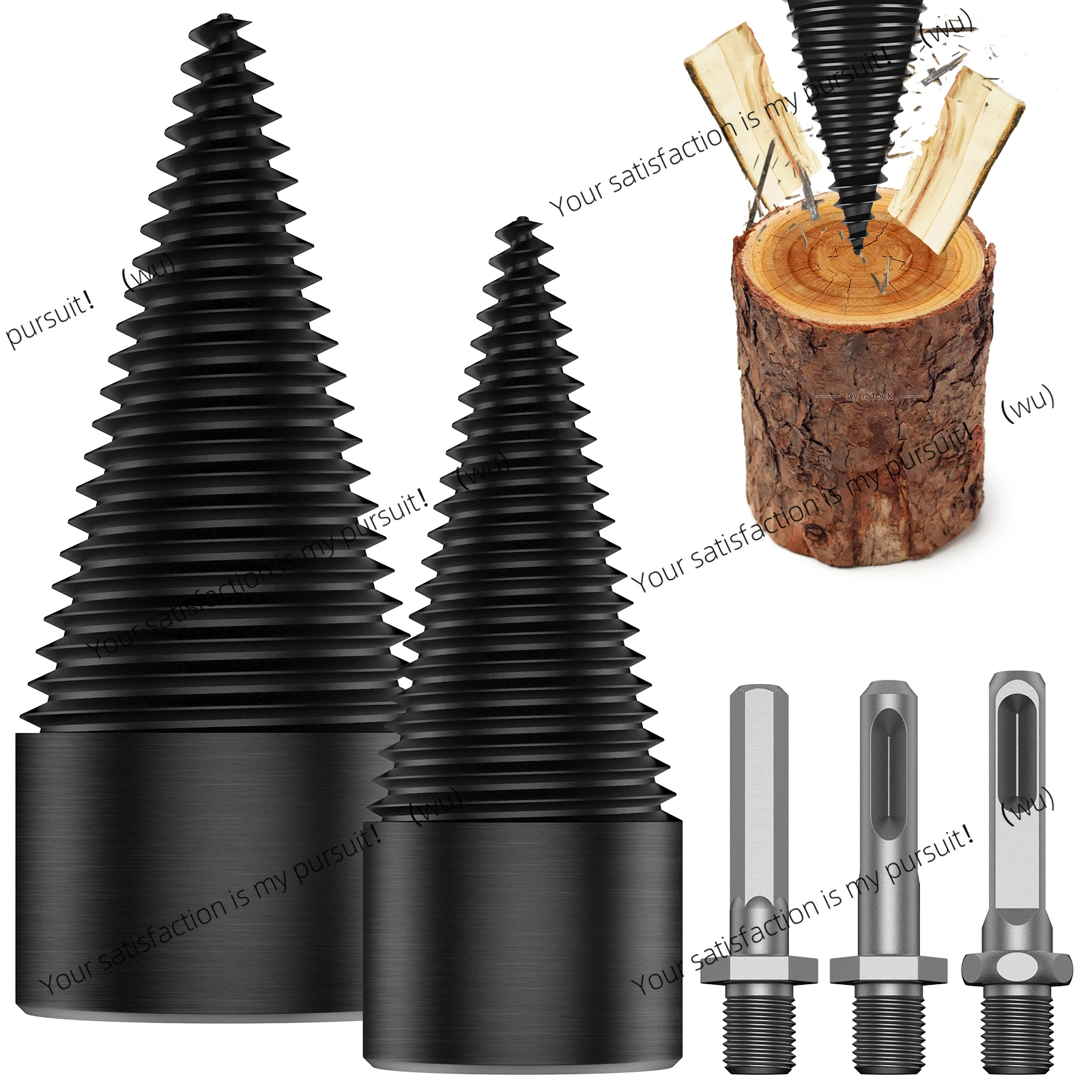 1/2PC Firewood Log Splitter 32/42mm Sturdy High-Carbon Steel Wood Log Splitter Screw Cones Drill Bit with Hex/Round/Square Shank