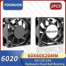 2 adet 60x60x20mm 6020 12V 24V çift bilyalı 3D yazıcı soğutucu Fan 60mm x 20mm fırçasız makine ekipmanları DC Motor soğutma fanı