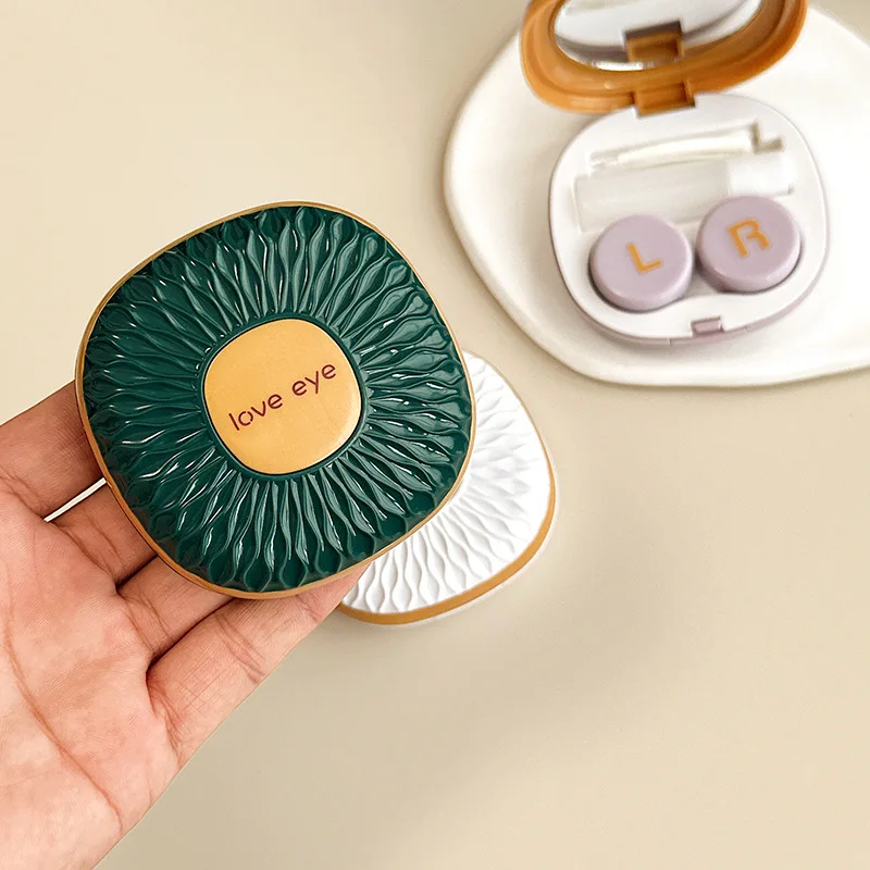 New Shell Lens Container With Mirror Portable Contact Lens Case Women Contact Lens Storage Box Travel Set