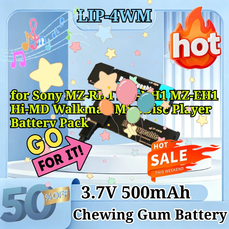 LIP-4WM 3.7V 500mAh Replacement Li-ion Polymer Battery for Sony MZ-RH1 MZ-NH1 MZ-EH1 Hi-MD Walkman MiniDisc Player Battery Pack