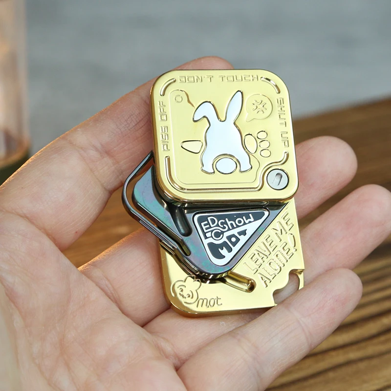 Novel Grumpy Rabbit EDC Fidget Slider Three-layer Side Push Magnetic Fork Fidget Toy Stress Relief Toy ADHD Toy Gifts