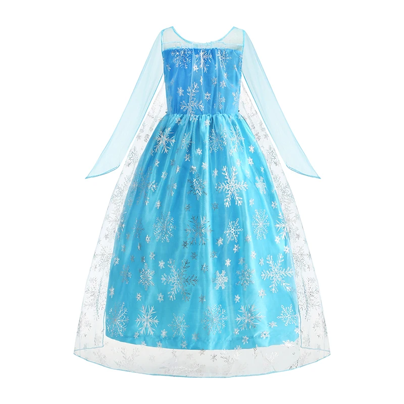 2026 Girls Elsa Princess Dress Kids Halloween Carnival Cosplay Snow Queen Costume Children Birthday Party Fancy Dress Up