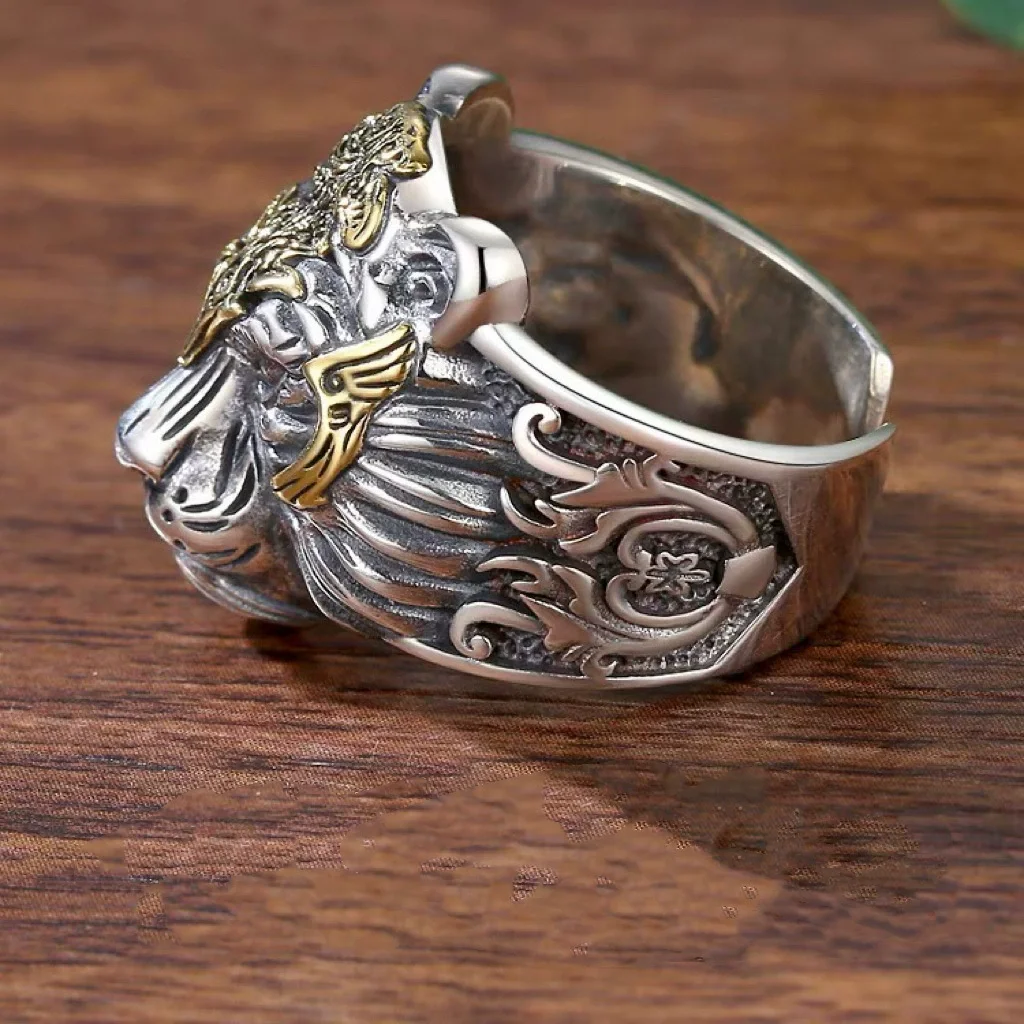 Fanshu Silver Plated Tiger Band Ring for Men Women Couple Friends Gift Fashion Jewelry