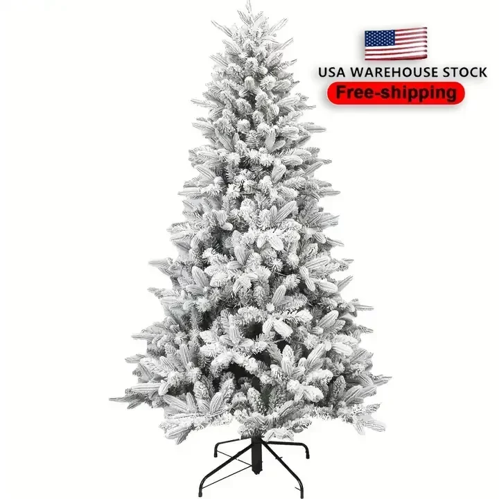 USA&Europe Free Shipping Local Fast Deliver Goods Decorated Tree 5FT 6FT 10FT PE PVC Artificial Snow Christmas Tree