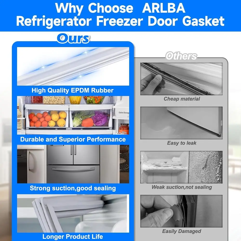 حشية باب الثلاجة الفرنسية المطورة 39.57 بوصة × 17.13 بوصة ADX73550627 متوافقة مع استبدال حشية سدادة باب الثلاجة LG #6