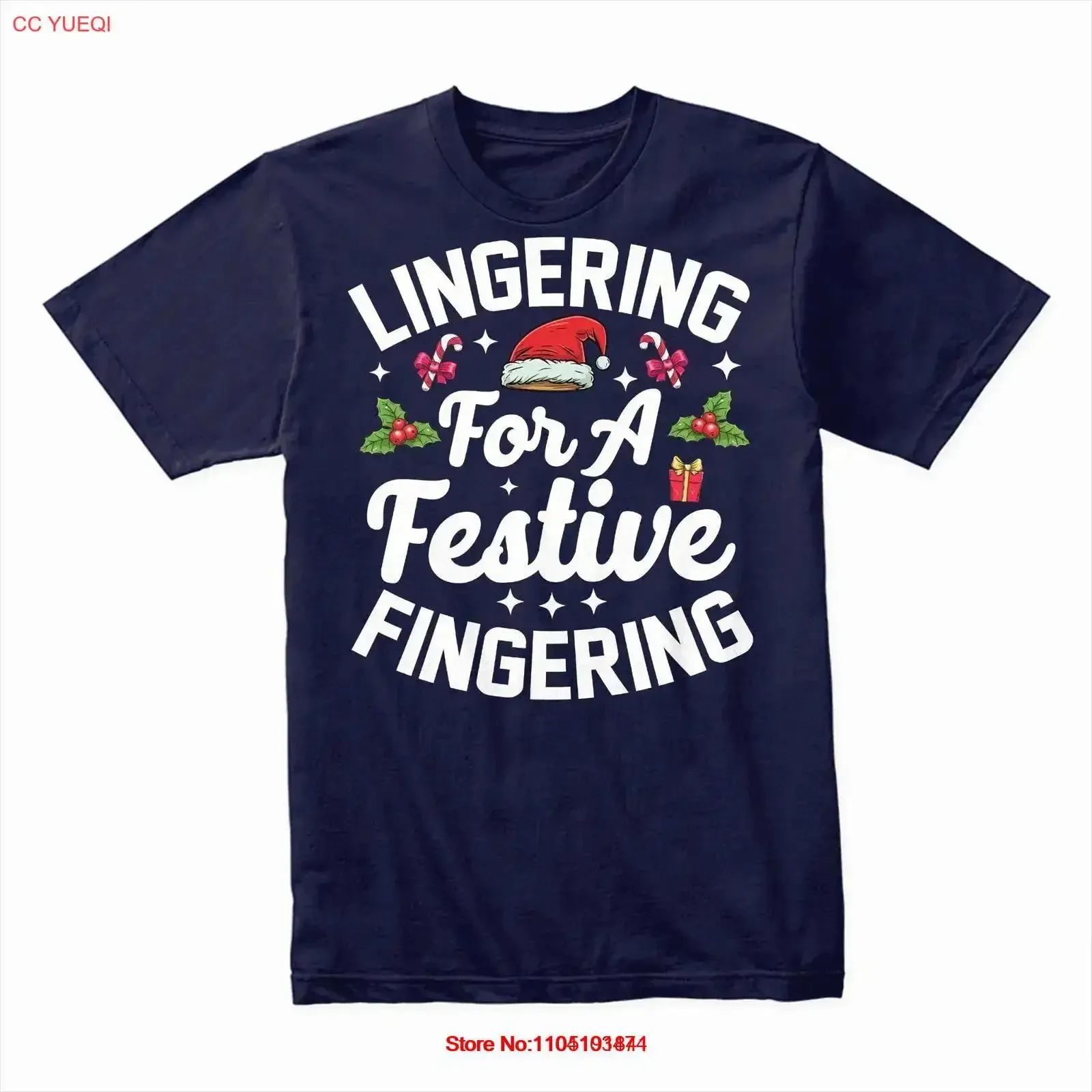 Lingering for a Festive Fingering T Shirt Funny Holiday Party Humor  vintage Washed designer clothes Top For Everyday Wear