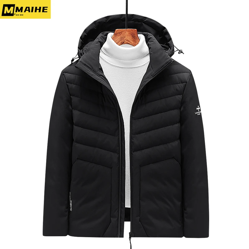 Luxury Brand Goose Down Jacket For Men's Warm And Detachable Short Hooded Jacket For Business And Leisure Men's Clothing Winter