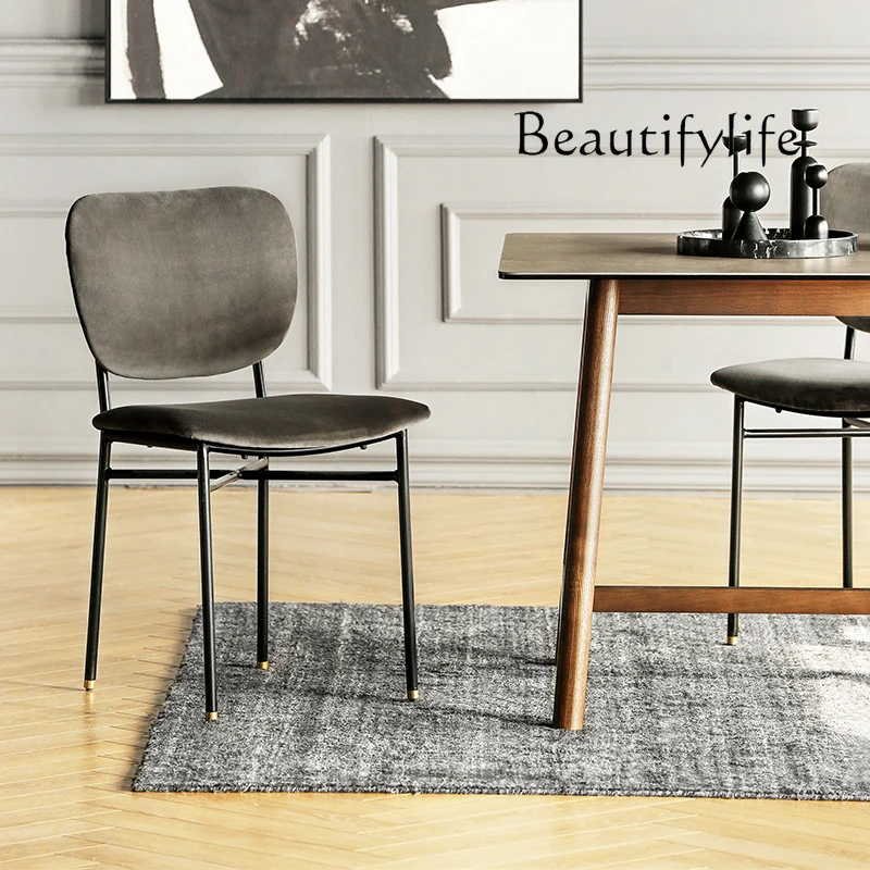 

American light luxury dining chair home creative modern simple wrought iron restaurant chair backrest industrial style