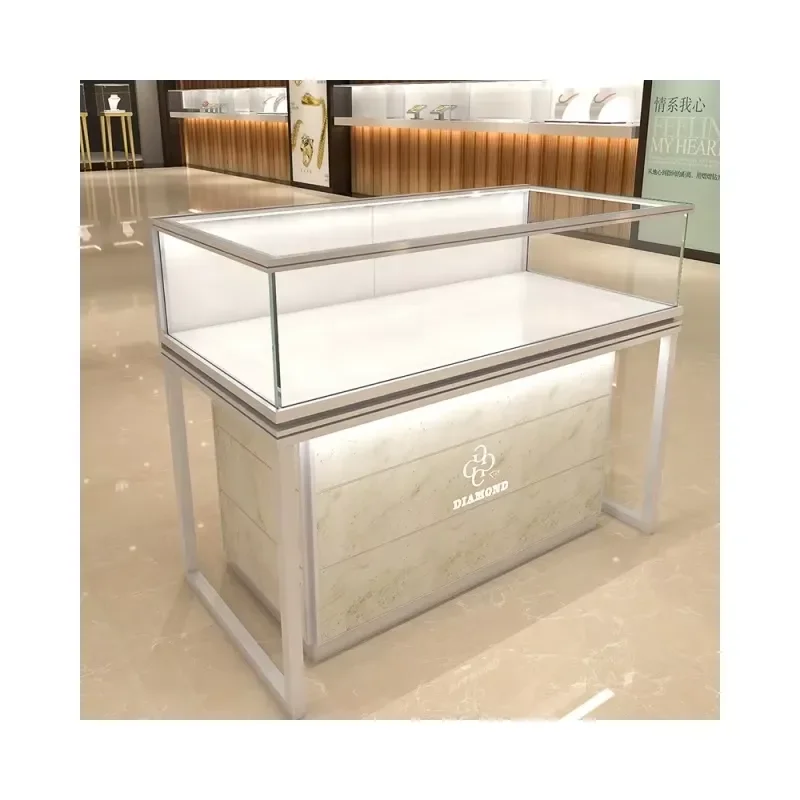 Tempered Glass Jewelry Showcase LED Lighting Jewelry Store Display Counter Fixtures Jewelry Shop Furniture