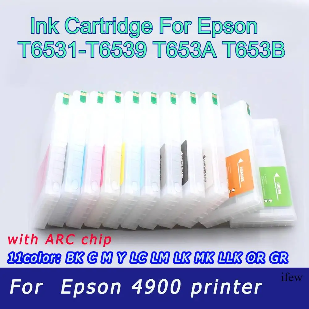 

Printer Cartridge Refill Ink Cartridge For Epson Stylus Pro 4900 T6531 T6539 T653A T653B Empty Refillable Ink Cartridge ARC Chip