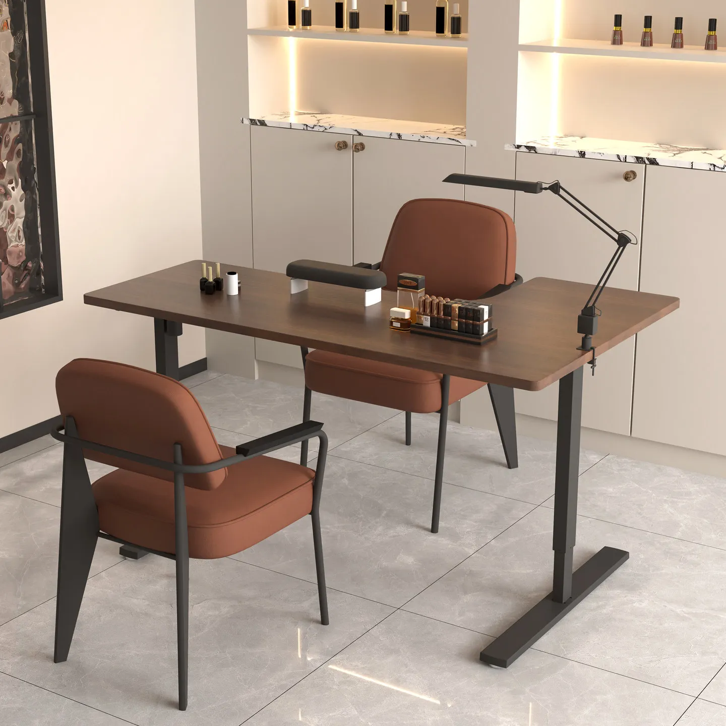 Corner Nail Art Table and Chair Set, Intelligent Lifting Table, New Nail Art Table for Nail Technicians