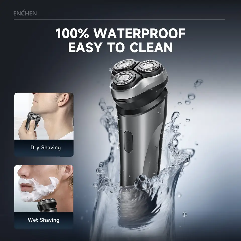ENCHEN Blackstone Max ماكينة حلاقة كهربائية برؤوس مرنة ثلاثية الأبعاد مقاومة للماء 100% مع أداة تشذيب دقيقة منبثقة - 2