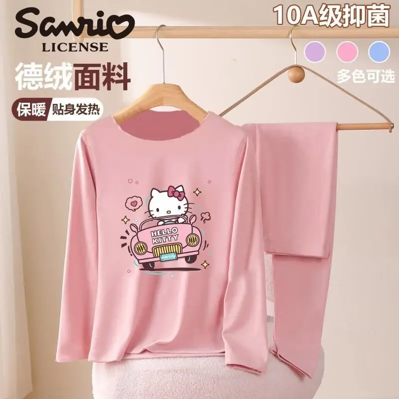 

Горячий комплект домашней одежды Sanrio Hello Kitty для девочек Kawaii, повседневный удобный утепленный комплект Dralon с героями мультфильмов, зимний теплый комплект из 2 предметов для студентов