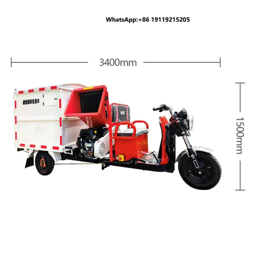 Three-Wheeled Engine Vehicle with Motor Municipal Road Leaf Crusher and Tree Branch Shredder Collection