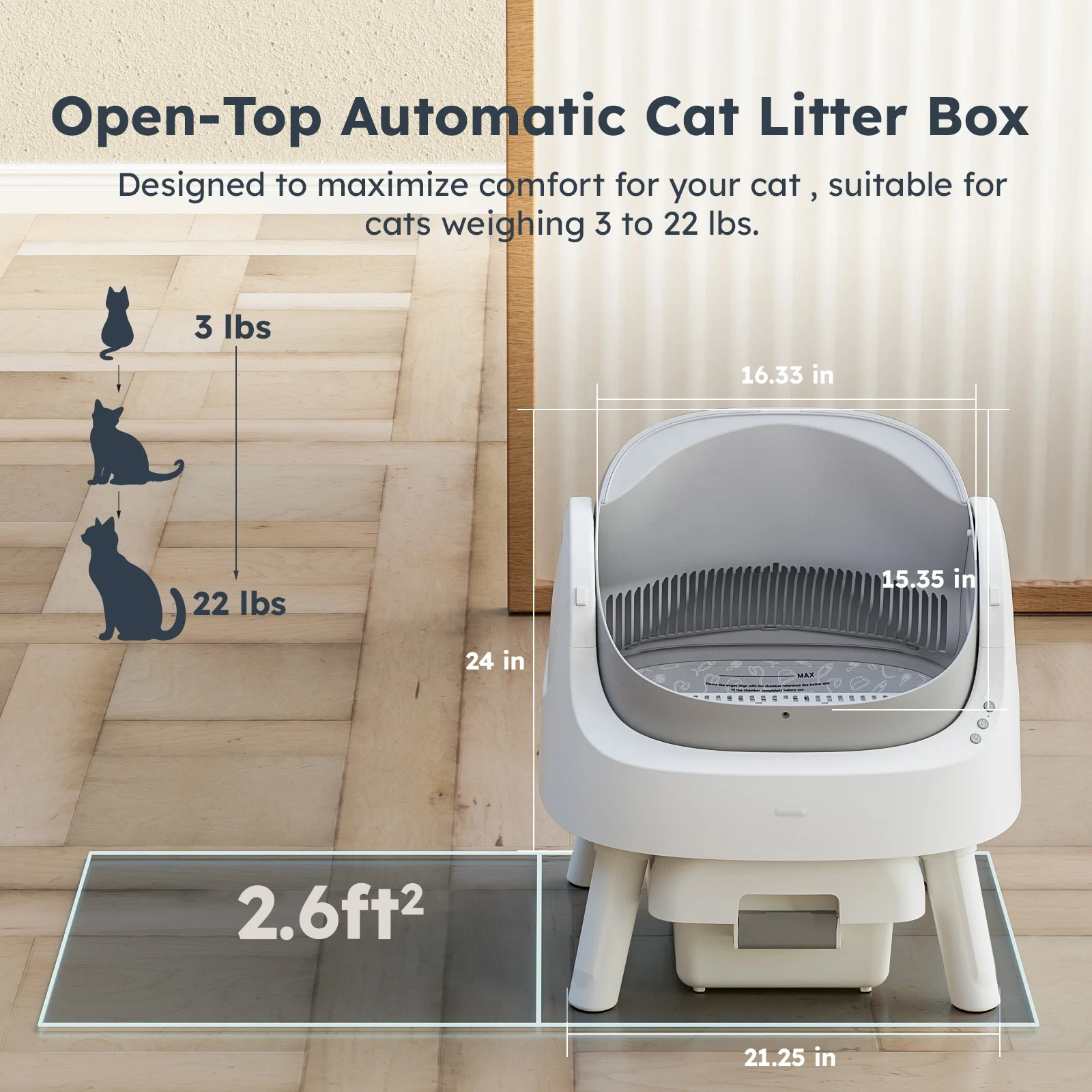 Pet-Safe Smart Plastic Automatic Cat Litter Box | Odor Control Large Capacity Sensor-Activated Auto Stop Semi-Rotating Cleaning