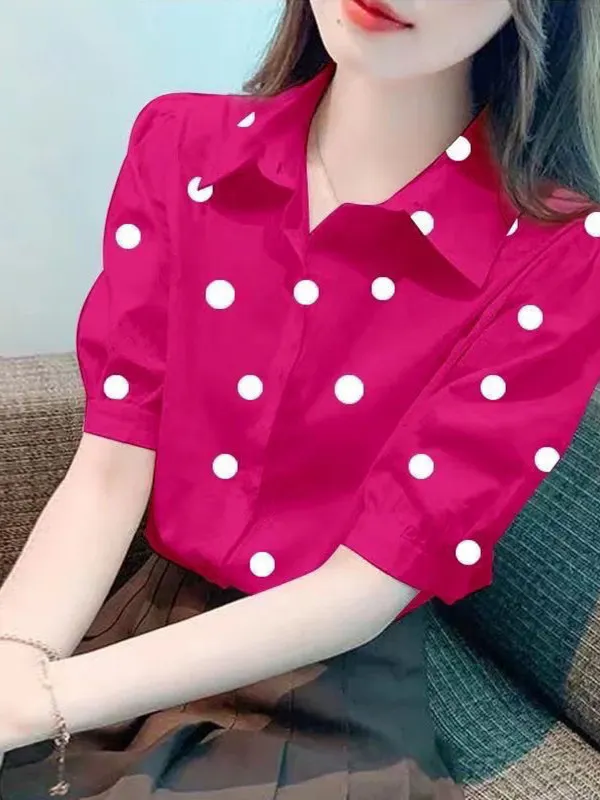 

Love Heart Print Loose Fit Bubble ort Sve irt Sli Casual Top for Women Spring Summer Faion Ele Small irt
