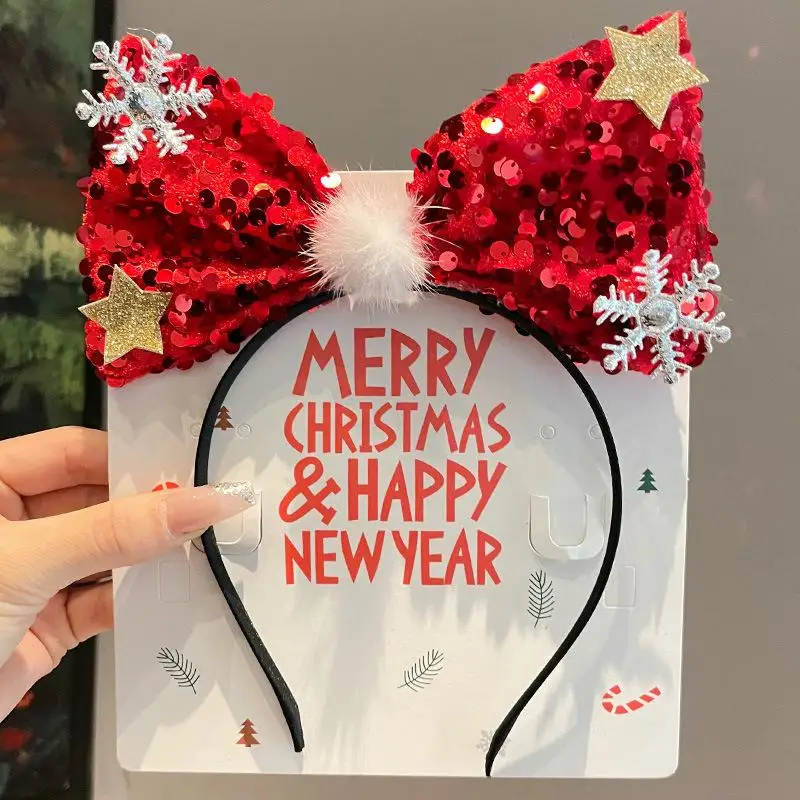 Kawaii عيد الميلاد عقال لطيف الكرتون القوس شجرة عيد الميلاد هيرباند مهرجان حفلة الحلو إكسسوارات الشعر فتاة هدية الكريسماس