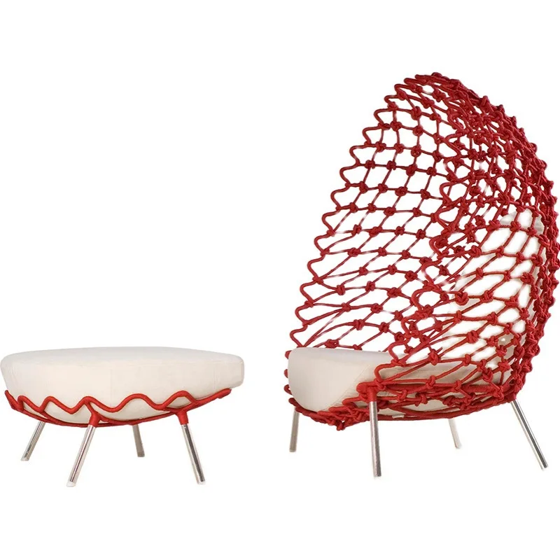 Chaise en rotin en forme d'œuf, moderne, minimaliste et créative, pour l'extérieur, ensemble table et chaise de loisirs à la mode pour cour et balcon, structure en métal
