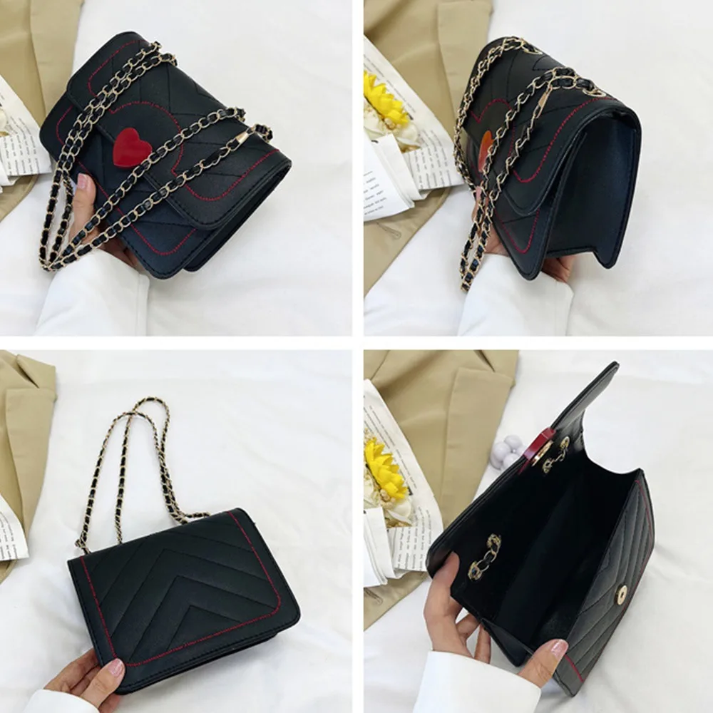 Fashion Female Shoulder Bag Large Capacity Heart Shaped Women Chain Bag Square Crossbody Bag for Women