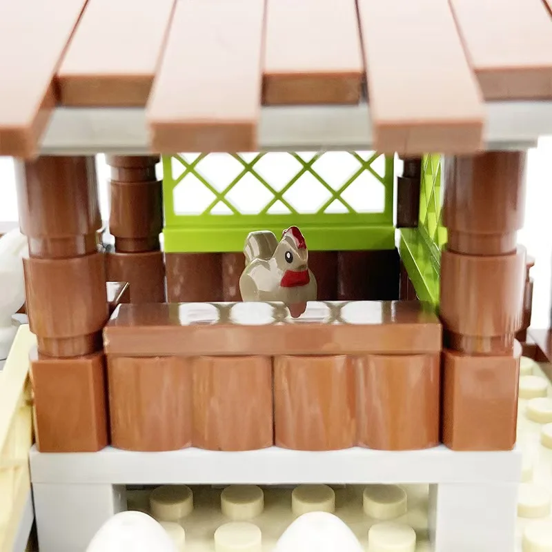 لعبة مكعبات بناء تجميع الأطفال DIY سلسلة مزرعة الحيوانات بيت الطيور سقيفة الدجاج ملحقات البناء هدايا العيد