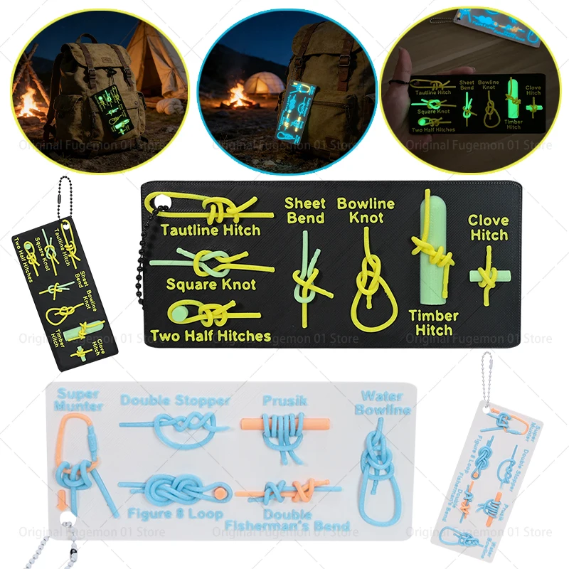 Knot Tying Practice Kit 3D Printed Board Knots Guide Outdoor Survival Camping Skills Training Hemp Ropes for Beginners Scouting