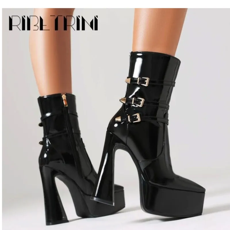 

High Heeled Women Combat Boots Chunky Pointed Toe Ankle Platfom Shoes Trendy Luxury Fashion Cool Elegant Design women's Boots