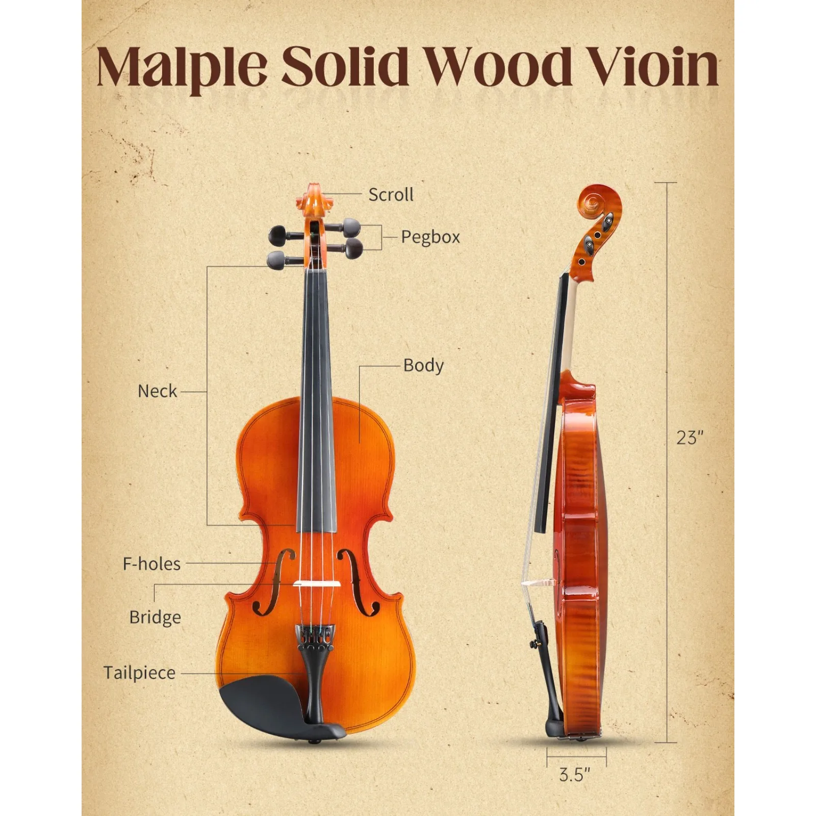 Violin Rosin Bow - Violino acustico in legno di tiglio