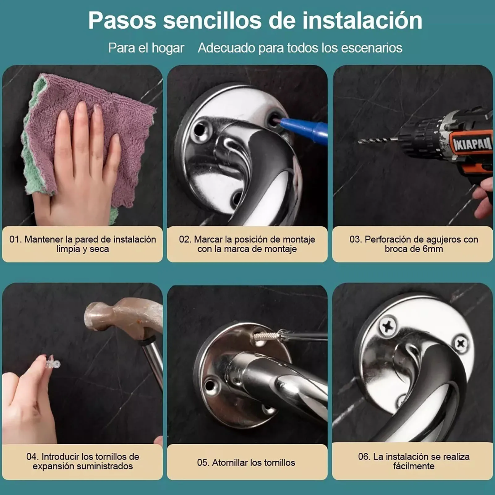 Shower Grab Bar 304 Stainless Steel Silicone Anti Slip Bathtub Handle for Elderly Senior Handicap Pregnant Women Shower Grab Bar