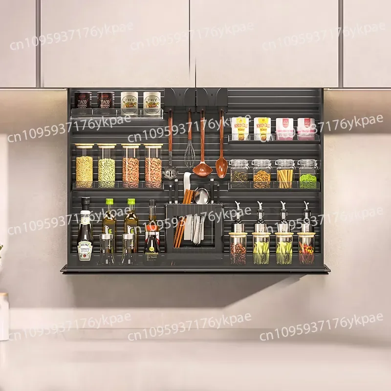Intelligent Electric Hanging Cabinet Lift Basket Kitchen Cabinet Vertical Pull-down Rack Up and Down Telescopic Seasoning