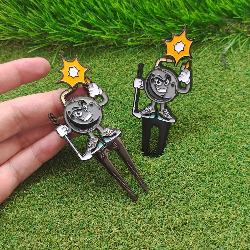 Neues Golf geschenk kreative Cartoon Bomber Ball Joch Hut Clip Mark Set Golf Divot Tool