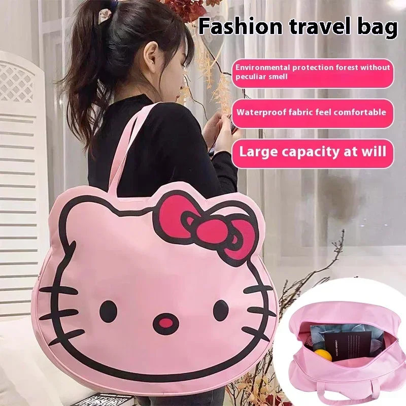 New Sanrio Hellokitty Oxford Bag Anime Portable Y2k Shoulder Bags Light Large Capacity Shopping Bag Girls Travel Gym Bags