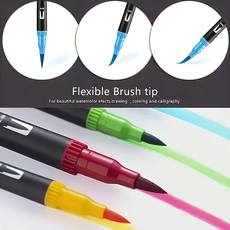 Dual-Tip Art Pen Set - Quick-Drying，Mixed Colors，Professional Artistic Use - Christmas、Halloween、The Perfect Easter Gift