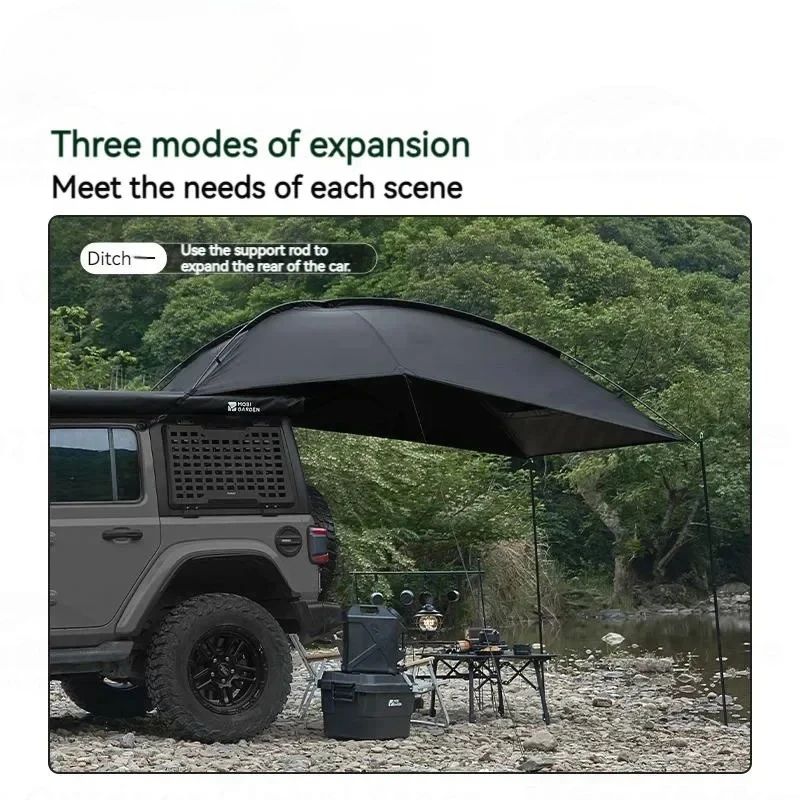 Sun Protection Canopy Tail Tent Car Rear Tent Suitable Outdoor Camping Picnic Black Coated Tarpaulin Waterproof