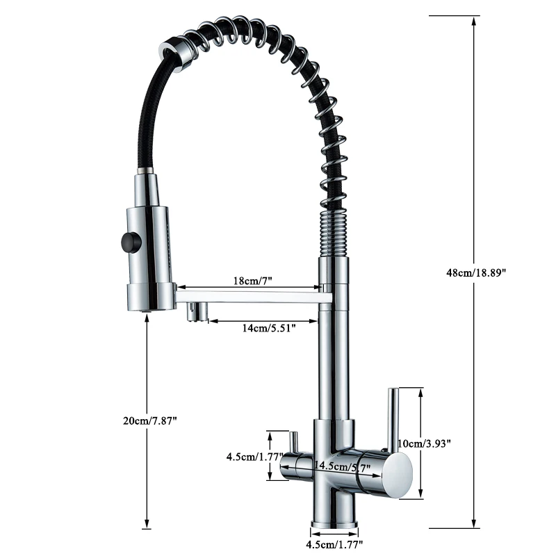 Shinesia Gourmet Filtered Kitchen Faucet Black Pure Drinking Water Brass Kitchen Tap Daul Spout Water Purifier Faucet