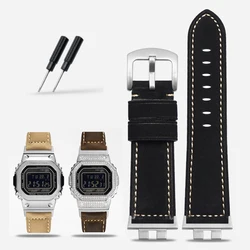 B5000 Personality Modification Frosted Leather Strap for G-SHOCK Casio GMW-B5000 Men's Vintage Watch Band Bracelet Accessories